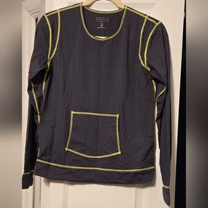 Athleta Dark Gray Top with Neon Green Trim